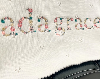 Manta de punto personalizada para bebé: Arrullo de punto calado, regalo para recién nacido
