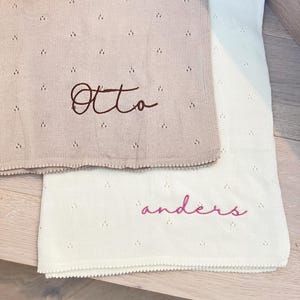 Personalized Knit Baby Blanket: Pointelle Swaddle, Newborn Gift image 9