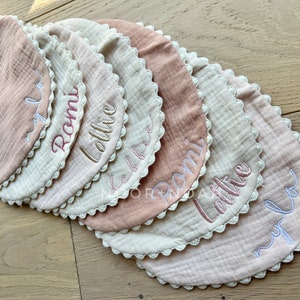 Embroidered Gauze Baby Bib: Personalized Cotton Burp Cloth