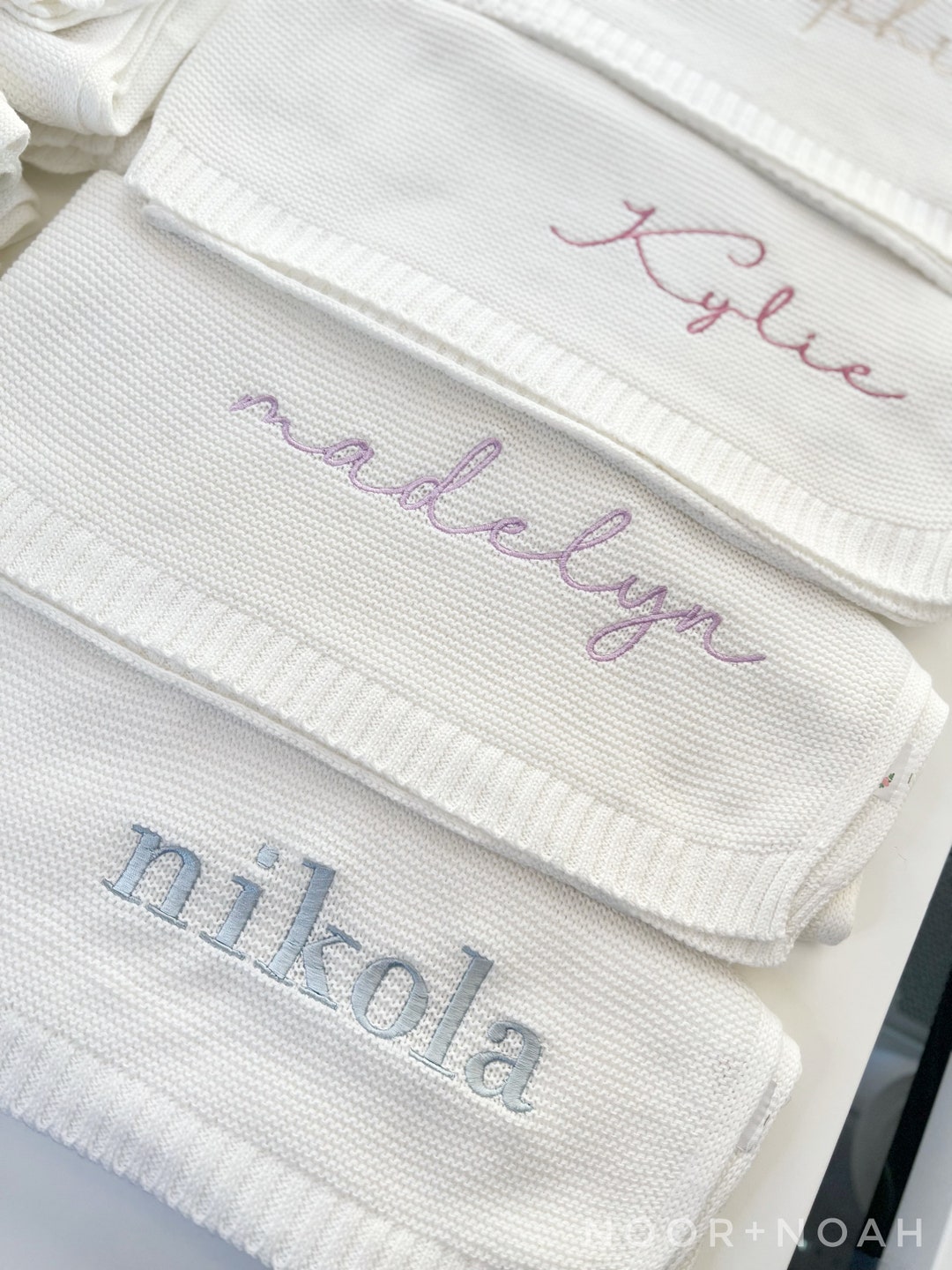 Personalized Embroidered Knit Baby Blanket, Hospital Newborn Outfit