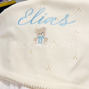 Personalized Knit Baby Blanket: Pointelle Swaddle, Newborn Gift image 6