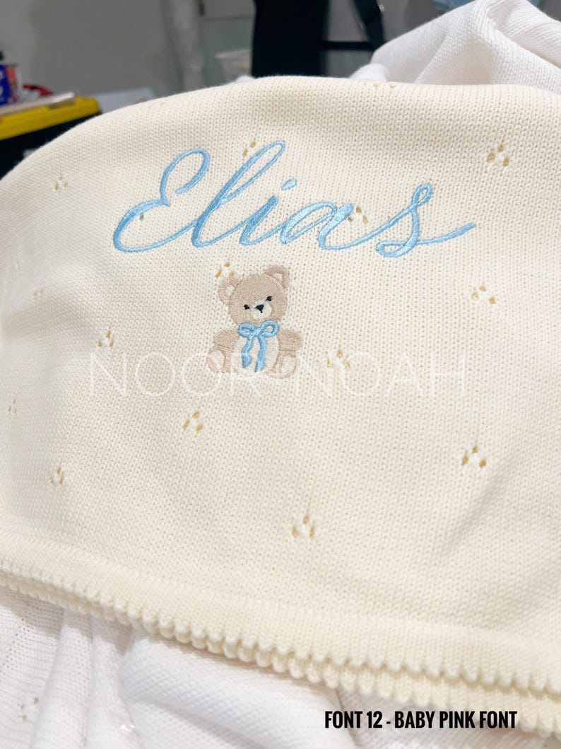 Personalized Knit Baby Blanket: Pointelle Swaddle, Newborn Gift image 6
