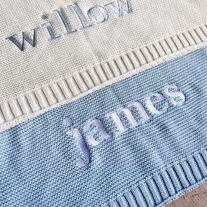 Personalized Embroidered Knit Baby Blanket: 100% Cotton Nursery Decor