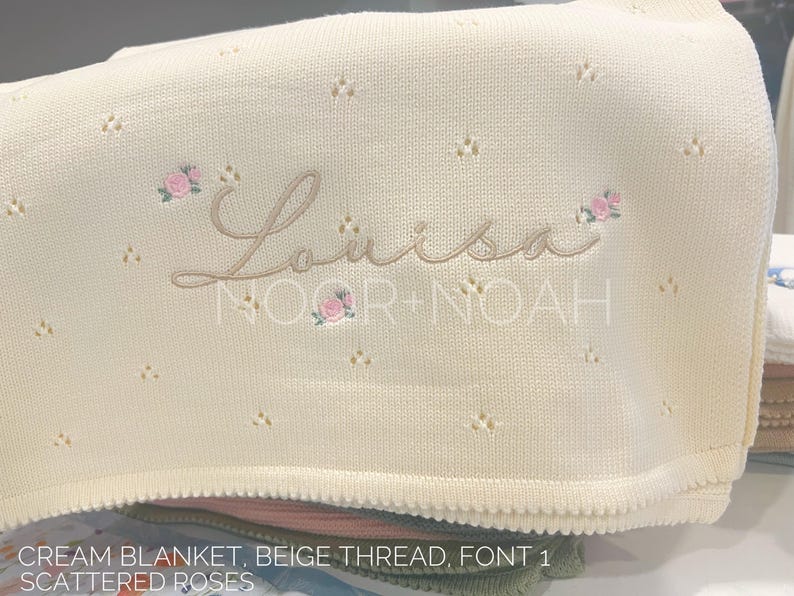 Personalized Knit Baby Blanket: Pointelle Swaddle, Newborn Gift image 5