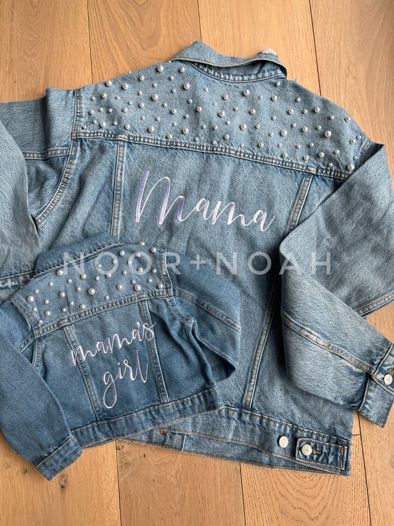 Mama Mini Denim Jean Jacket Personalized Custom Embroidered - Etsy