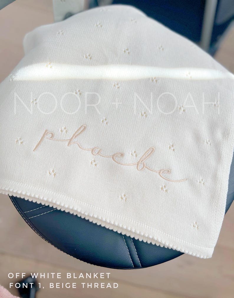 Personalized Knit Baby Blanket: Pointelle Swaddle, Newborn Gift image 1
