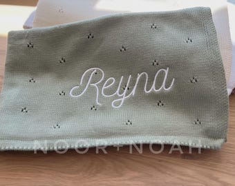 Manta de bebé de punto personalizada: Arrullo de algodón calado, regalo para recién nacido