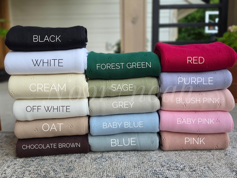 Personalized Knit Baby Blanket: Pointelle Swaddle, Newborn Gift image 16