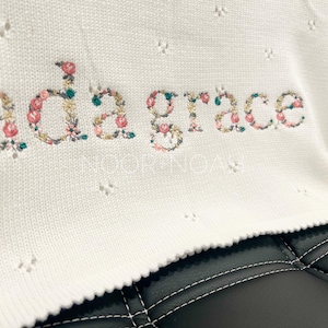 Personalized Knit Baby Blanket: Pointelle Swaddle, Newborn Gift image 15