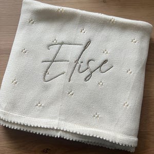 Personalized Knit Baby Blanket: Pointelle Swaddle, Newborn Gift image 14