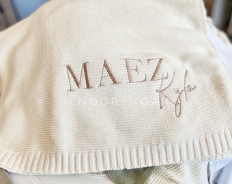 Personalized Embroidered Knit Baby Blanket: 100% Cotton, Custom Keepsake