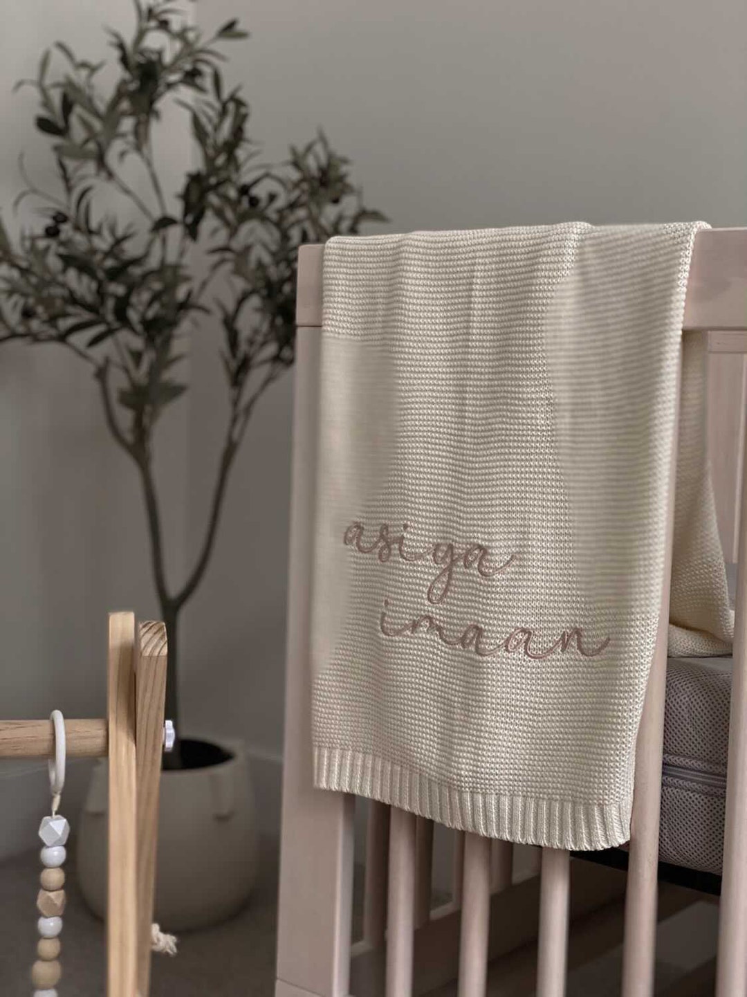 Personalized Embroidered Knit Baby Blanket, Hospital Newborn Outfit