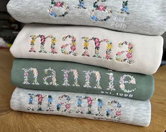 Embroidered Mama Floral Sweatshirt, Fall Sweater Weather, Matching Mama Babe Set, Girl Mom Shirt, Boy Mommy Sweater, Twin Mom Sweatshirt
