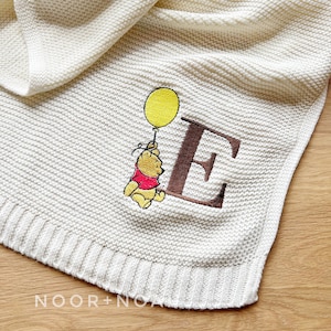 Winnie the Pooh Knit Baby Blanket: Personalized Nursery Gift