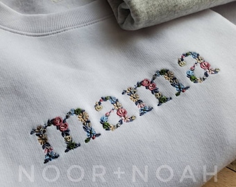 Gesticktes Blumen-Mama-Sweatshirt - anpassbarer Text