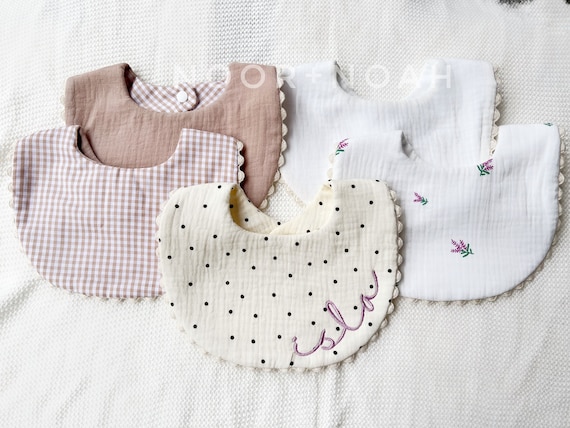 Embroidered Gauze Baby Bib: Personalized Cotton Burp Cloth