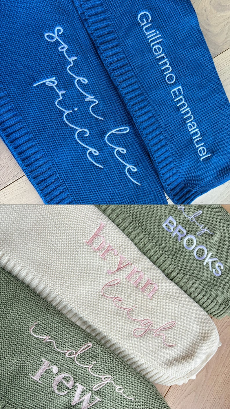 Personalized Embroidered Knit Baby Blanket Hospital Newborn Etsy