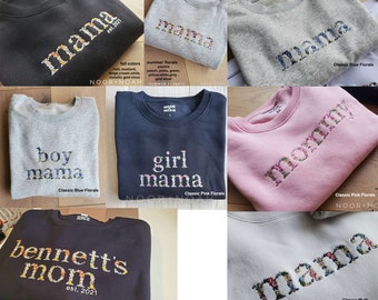 Gesticktes Blumen Mama Sweatshirt - personalisierter Mom Pullover