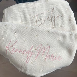 Personalized Knit Baby Blanket: Pointelle Swaddle, Newborn Gift image 7