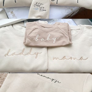 Oatmeal Embroidered Mama Dada Sweatshirt: Matching Family Set