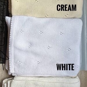 Personalized Knit Baby Blanket: Pointelle Swaddle, Newborn Gift image 17