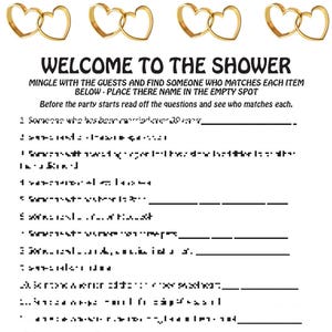 Welcome to the Shower Icebreaker, Bridal Shower Game DIGITAL DOWNLOAD, Wedding Game, Bachelorette Party Game, Engagement Party Game