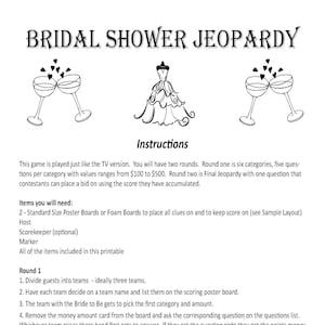 Bridal Shower Jeopardy DIGITAL DOWNLOAD, Trivia Game, Wedding Game, Bachelorette Party Game, Bridal Shower Game, Engagement Party Game