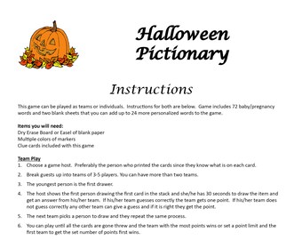 halloween pictionary digital download drawing game halloween party game all saints party game fall party game kids or adult halloween
