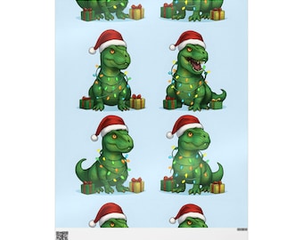Carta da regalo natalizia a tema dinosauro, carta da regalo per le feste, decorazioni natalizie a tema dinosauro, confezioni regalo uniche per compleanni, articoli per feste per bambini