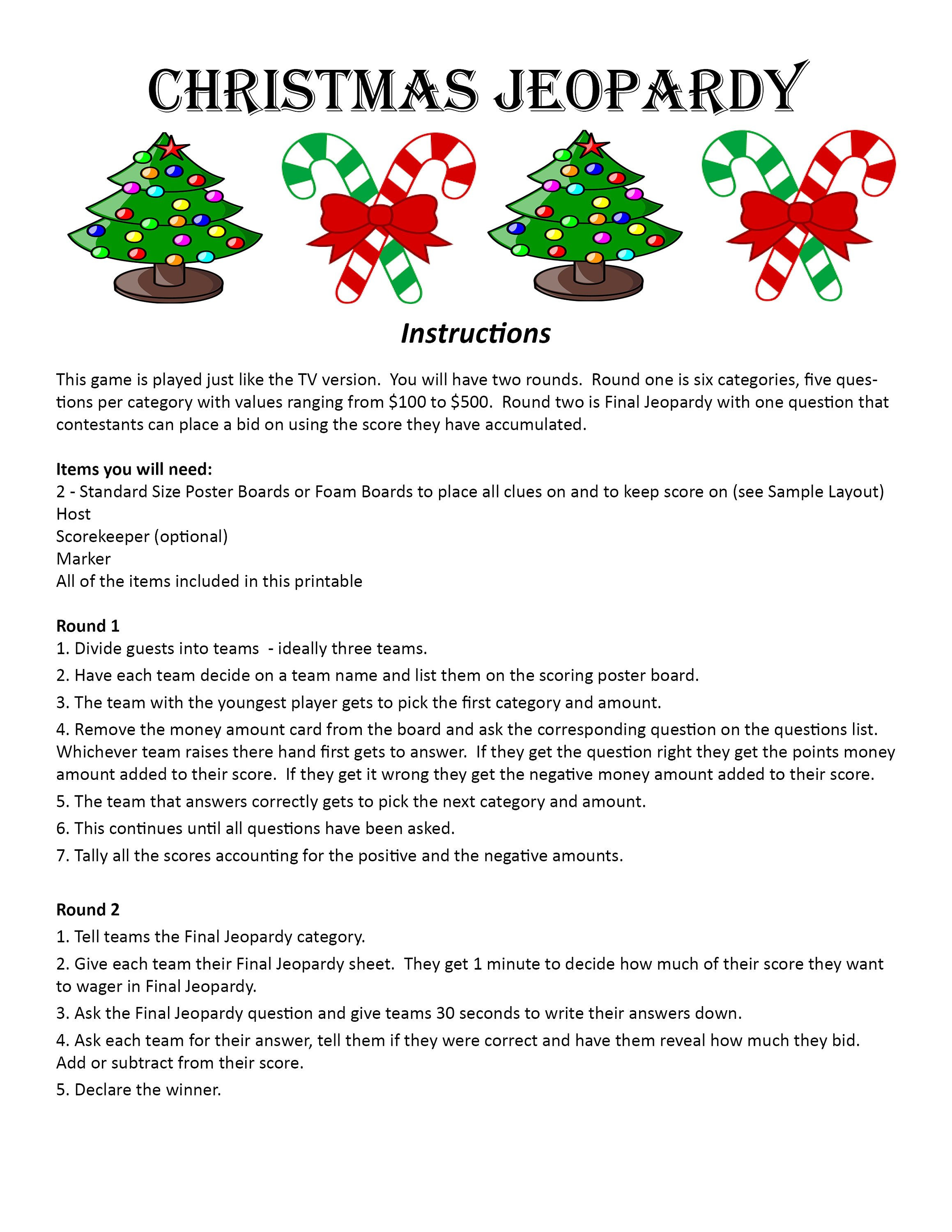 Christmas Jeopardy DIGITAL DOWNLOAD Trivia Game (Download Now) Etsy