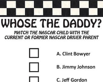 NASCAR Themed Baby Shower Game - Whose the Daddy DIGITAL DOWNLOAD, Baby Shower Game, Baby Sprinkle Game, Pregnancy Party Game