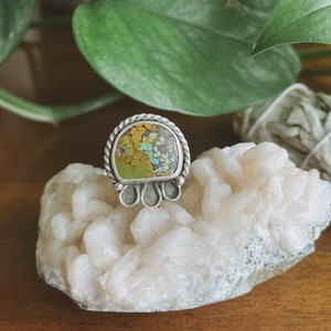 Turquoise Ring. Sterling Silver Ring. Bohemian. Handmade Ring. Turquoise. Size 8.5 image 1