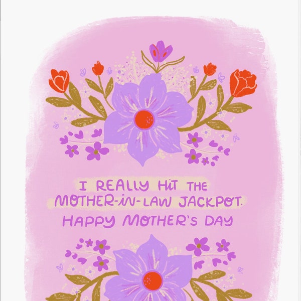 Mother's Day Card- Hit the Mother-in-law jackpot - Mother in Law - Card for MIL -