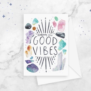 Sending You Good Vibes Greeting Card - Card for Friend - Sympathy - Get Well Soon - Best of Luck