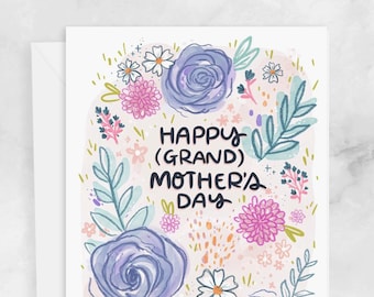 Mother's Day Card for Grandma- Florals - Happy (grand)Mother's Day- Greeting Cards for Grandmother