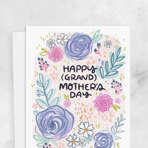 Mother's Day Card for Grandma- Florals - Happy (grand)Mother's Day- Greeting Cards for Grandmother