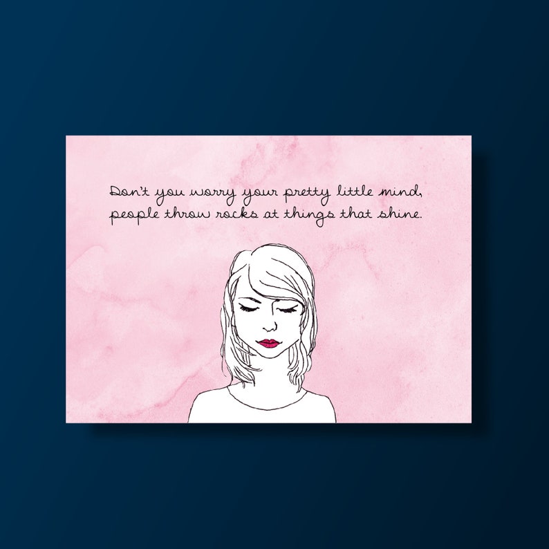 Taylor Swift Illustrated Watercolor Print Christmas Gift Custom Lyrics