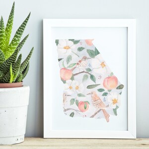 Georgia State Symbols Print - Christmas Gift for Mom, Grandma, Sister