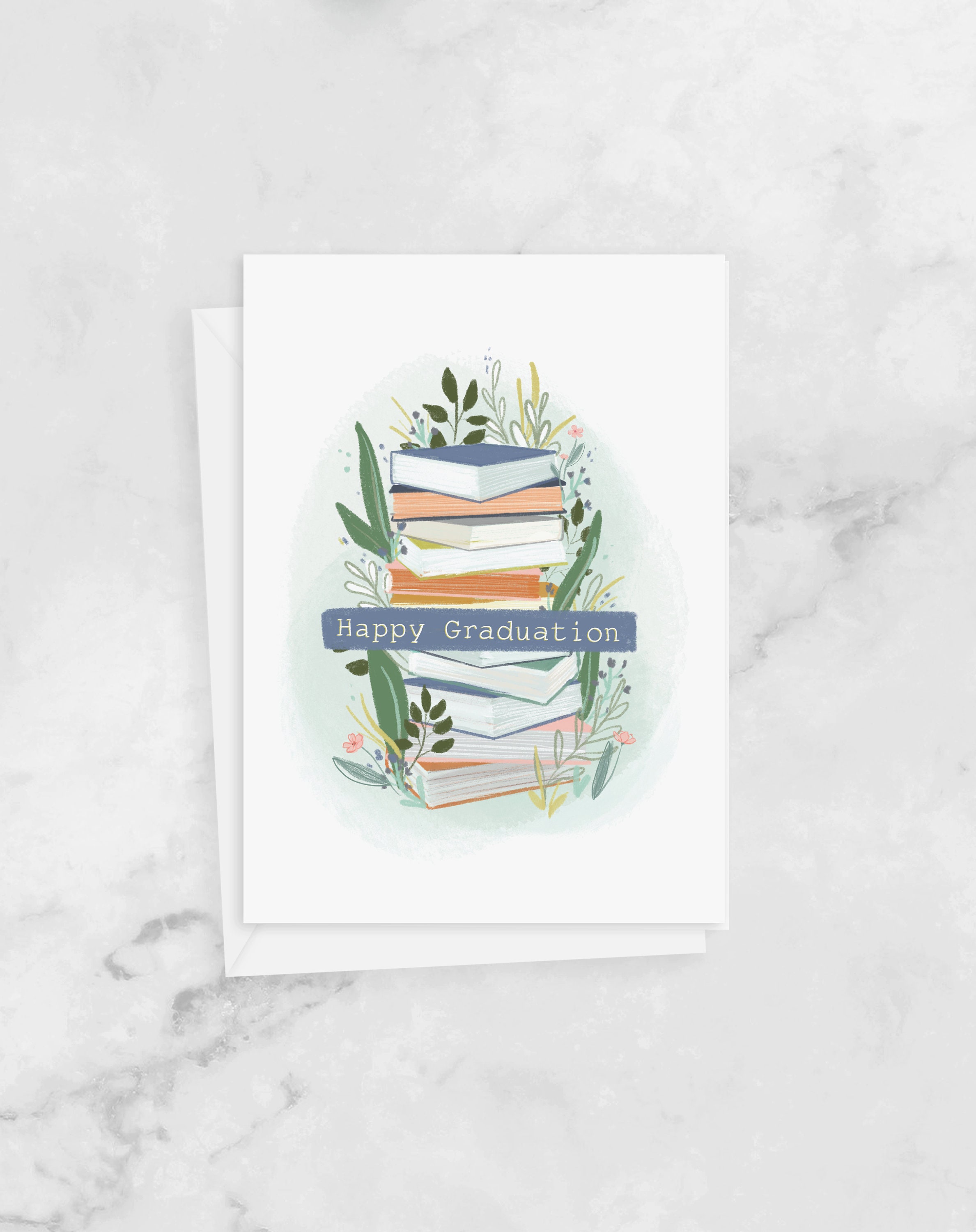 Happy Graduation Greeting Card - Stack of Books - Congratulations High ...