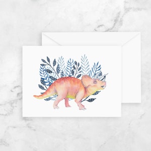 Dinosaur Greeting Card - Blank Card - Dinos Triceratops Three Horn