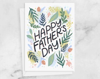 Father's Day Greeting Card- Botanical Cute Card for Dad or Husband - Happy Father's Day