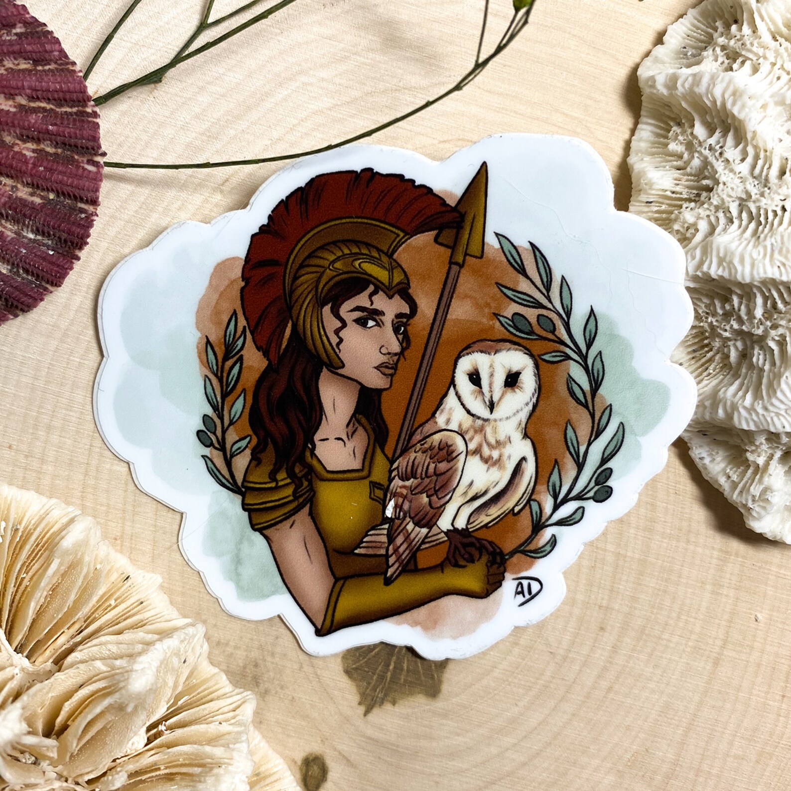Athena Vinyl Sticker: Greek Goddess With Owl Decal - Etsy