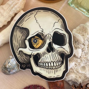 Skull and moth: Vinyl Die-Cut Sticker - Laptop Decal Sticker - Water bottle sticker - Bullet Journal Sticker