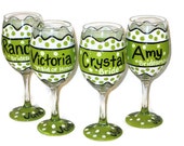 Wedding Wine Glasses, Bridal Party Gifts, Wedding Gifts for Bridesmaids, Custom Bridal Party Wine Glasses, Custom Wedding Color Wine Glasses
