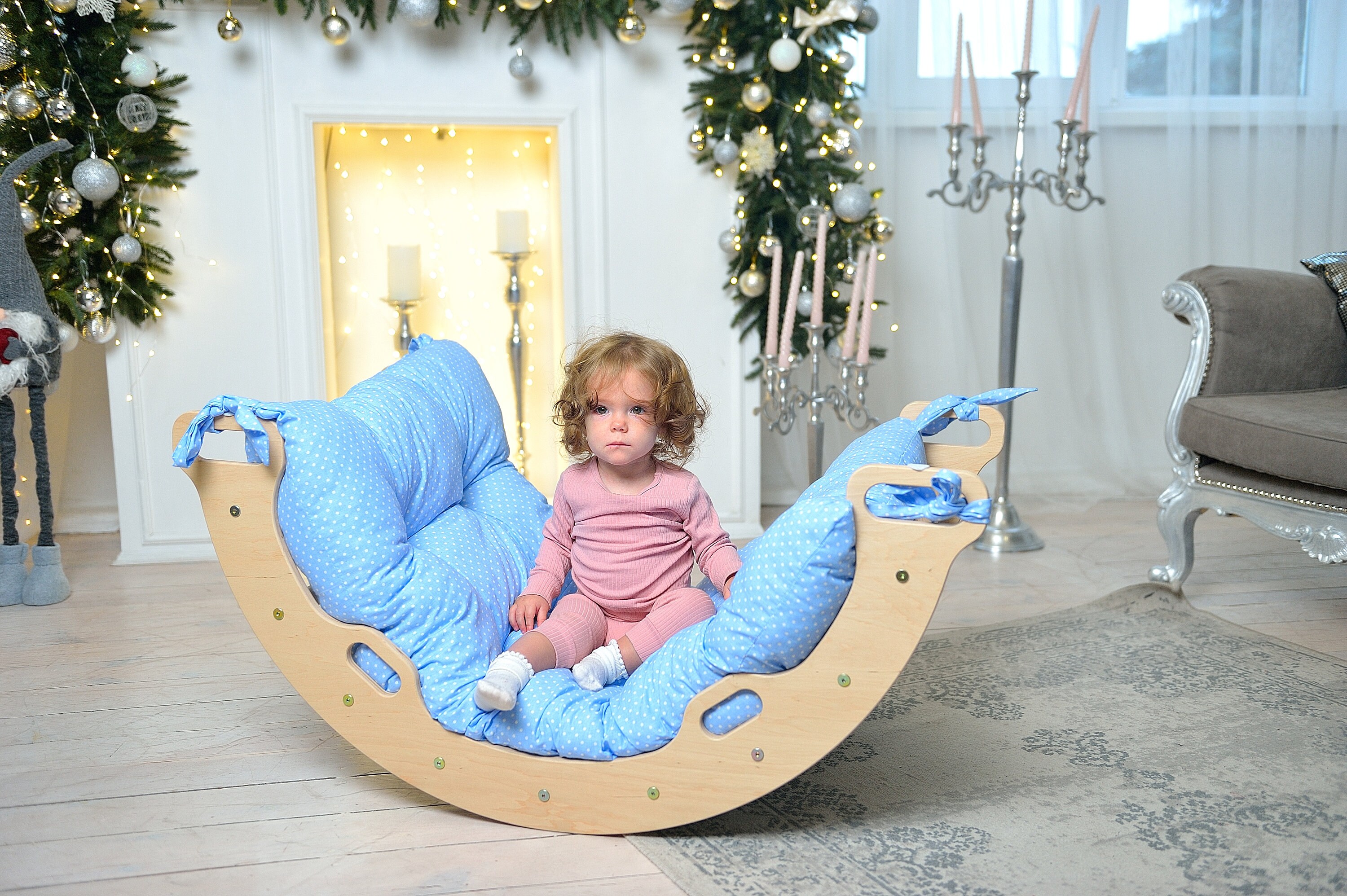 Christmas baby gift. SET climbing arch and climbing swing Balance board for Montessori toddler