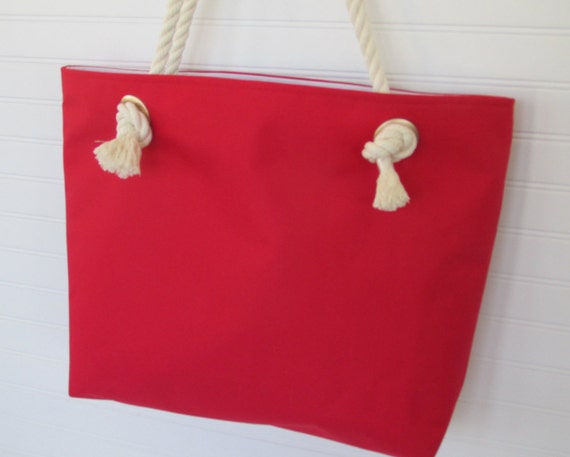 red beach bag