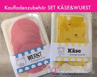 Kaufladenzubehör SET KÄSE+WURST für Kinderküche/Kaufmannsladen/Zubehör für Kaufladen