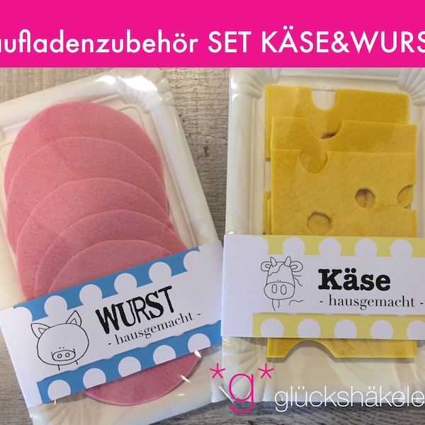 Kaufladenzubehör SET KÄSE+WURST für Kinderküche/Kaufmannsladen/Zubehör für Kaufladen