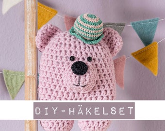 Häkelset Bär mit Anleitung • DIY-Kit mit Buch • "Theo, der Bär" - mit Material und Werkzeug