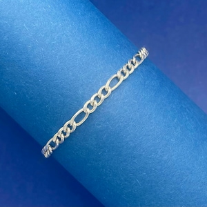 Sterling Silver Figaro Chain Bracelet, 295 Chain Bracelet, Silver Figaro Bracelet, Chain Bracelet, Silver Jewelry, Silver Chain Jewelry